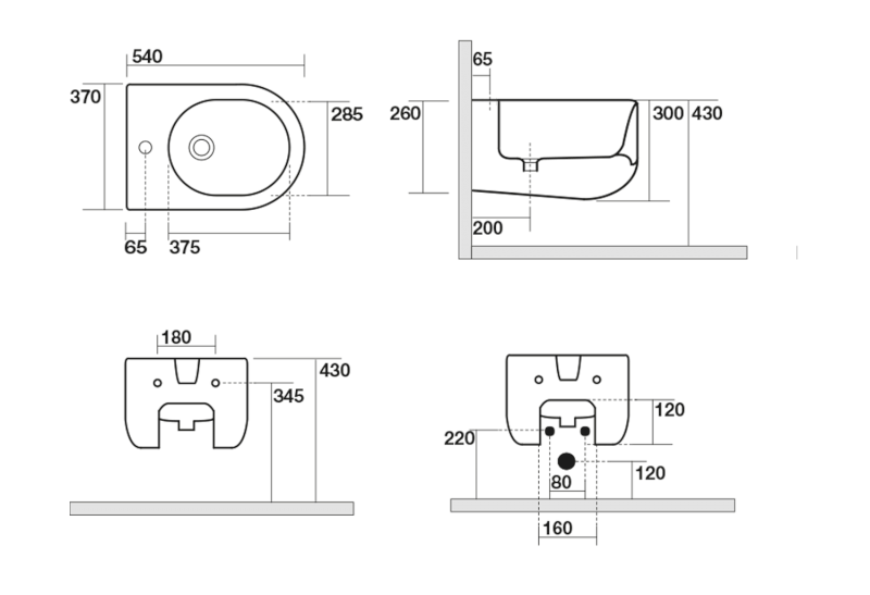 FLO bidet závěsný 37x54cm, bílá 312301
