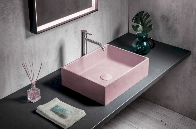 FORMIGO betonové umyvadlo na desku, 47,5x36,5cm, růžová mat FG121