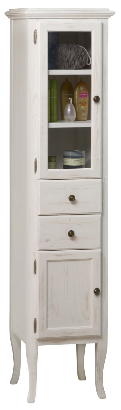 RETRO skříňka vysoká 40x170x36cm, starobílá, levá 1666