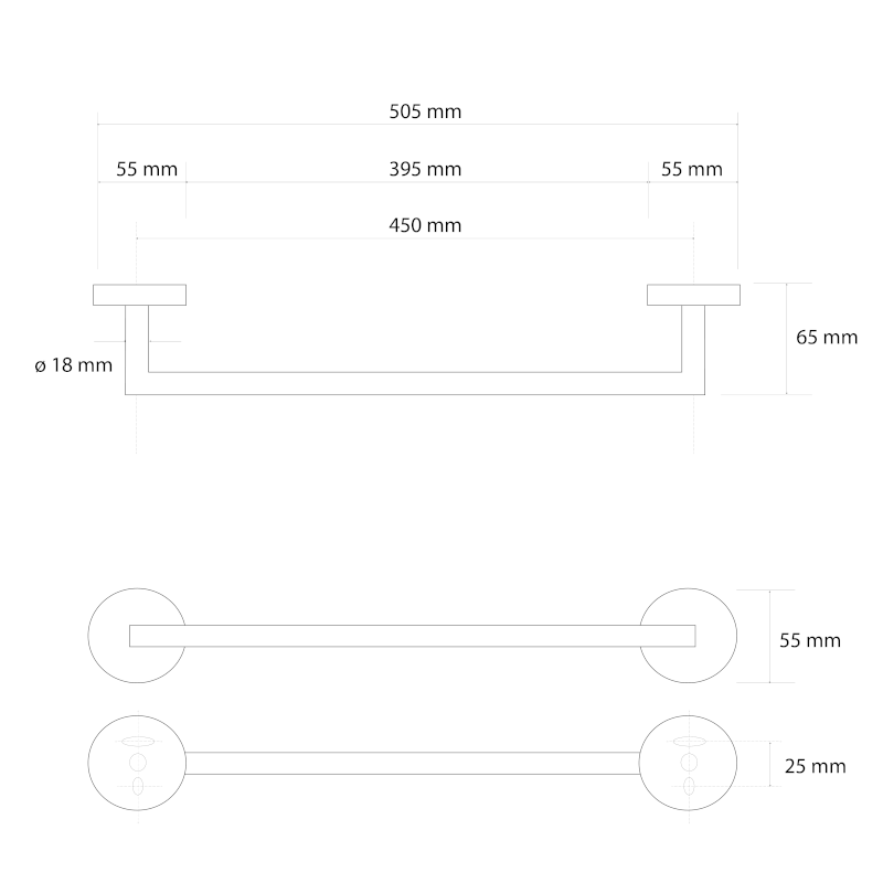 X-ROUND GOLD držák ručníků 450mm, zlato mat XR402GB