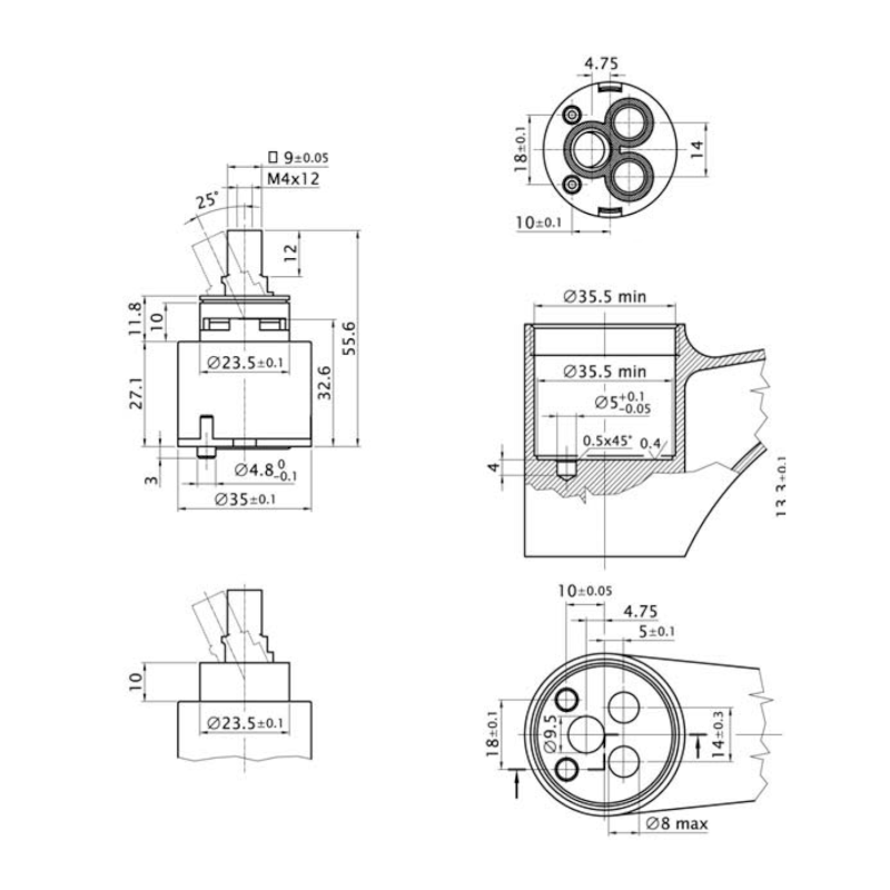 KEROX směšovací kartuše 35mm, nízká 2121B