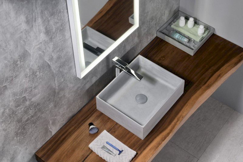 FORMIGO betonové umyvadlo na desku, 47,5x36,5cm, šedá mat FG117