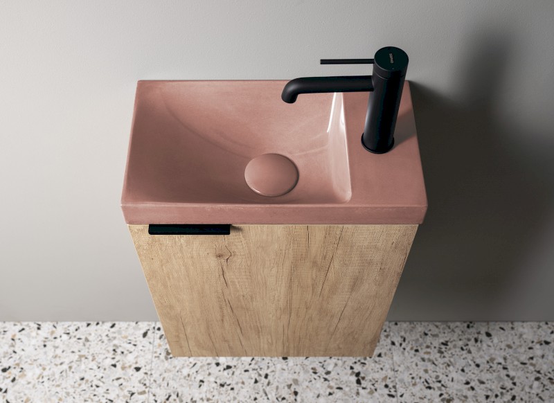 AGOS betonové umývátko 40x22cm, levé/pravé, růžová pololesk AS40021
