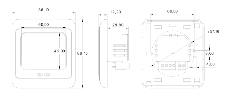 Dotykový digitální termostat pro regulaci topných rohoží 124091