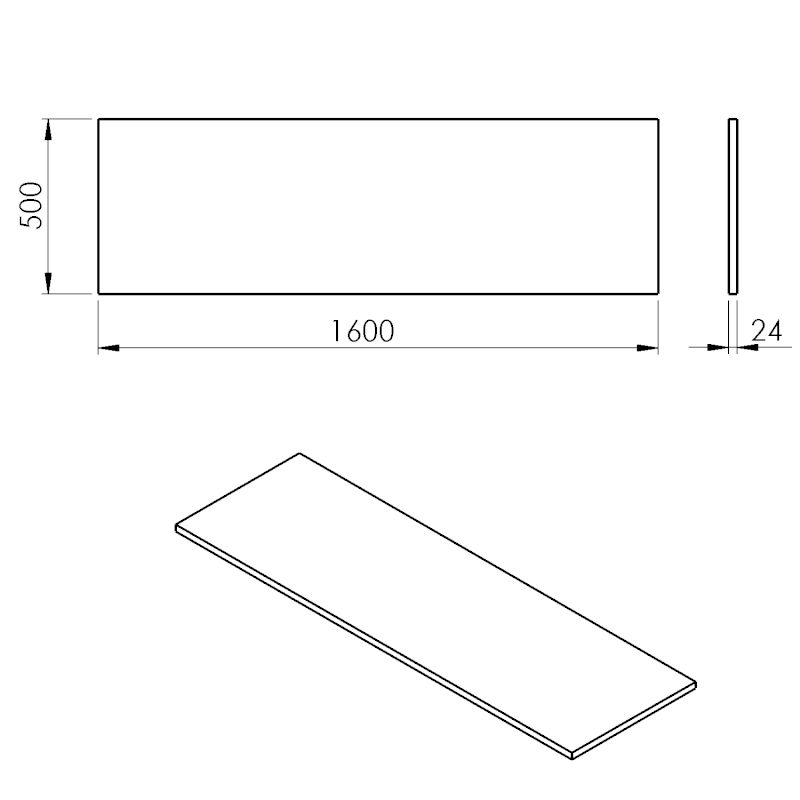 PLATO deska Rockstone 1600x24x500mm, bílá mat PL160-0101