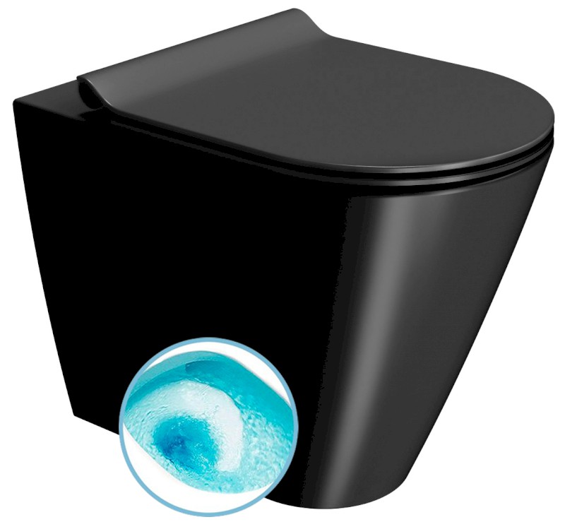 KUBE X WC mísa stojící, Swirlflush, 36x55cm, spodní/zadní odpad, černá dual-mat 941026