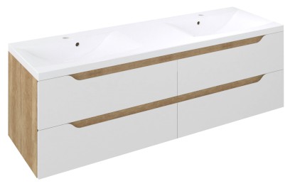 WAVE dvojumyvadlová skříňka 149,7x50x47,8cm, bílá/dub alabama WA150-3022