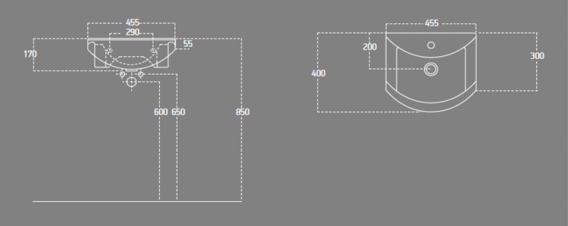 ZERO 45 keramické umyvadlo nábytkové 45,5x40cm, bílá 6045
