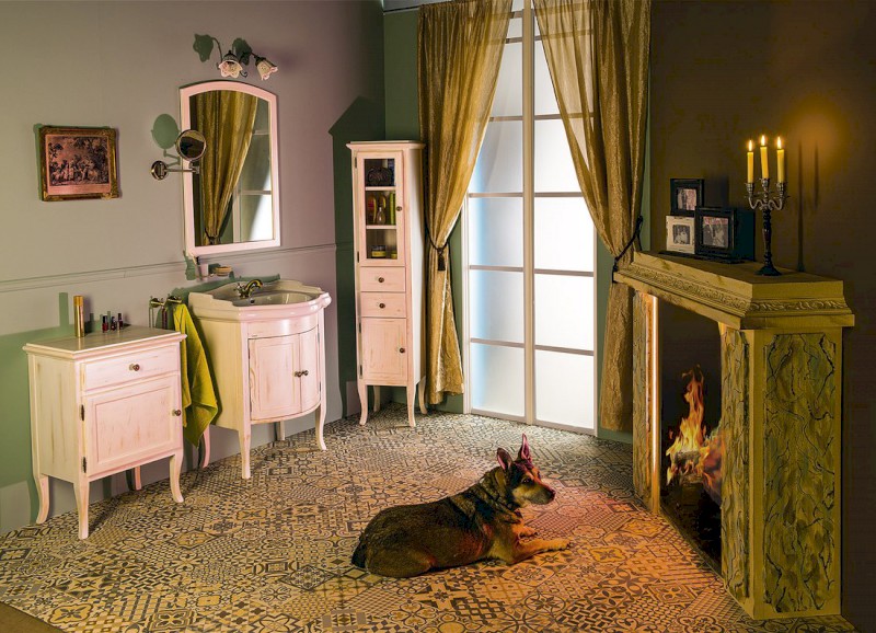 RETRO skříňka vysoká 40x170x36cm, starobílá, levá 1666