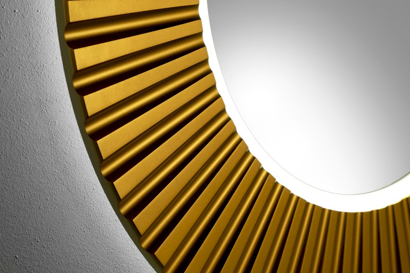 PRIDE STRIP kulaté zrcadlo s LED osvětlením v rámu ø 90cm, bronz PD954