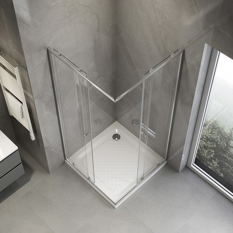 AGGA čtvercová sprchová zástěna 800x800mm, čiré sklo HLF808Y