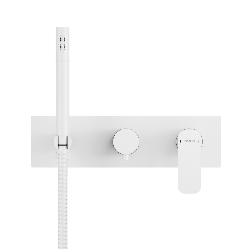 SPY podomítková sprchová/vanová baterie s ruční sprchou, 2 výstupy, bílá mat PY52/14