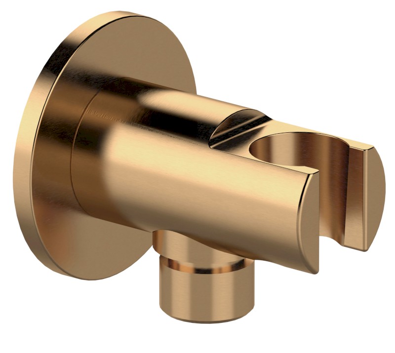 Držák sprchy kulatý, pevný, s vyústěním, zlato mat 1205-0919