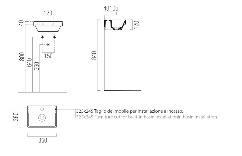 NORM keramické umývátko s otvorem, 35x26cm, bílá ExtraGlaze 8650111