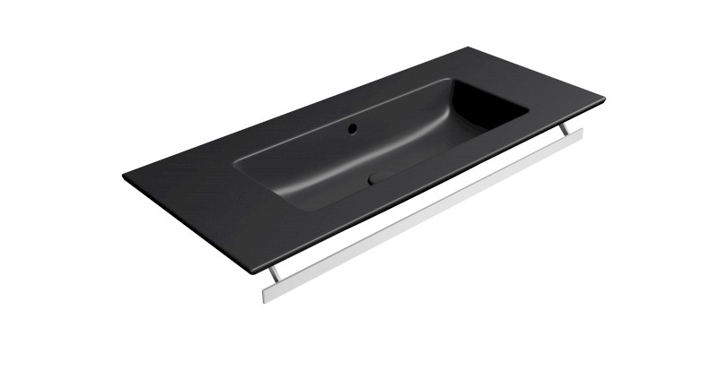 PURA keramické umyvadlo Slim 102x46cm, bez otvoru, černá mat 8886026