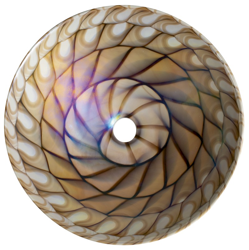 CARAIBI MURANO skleněné umyvadlo na desku, průměr 41cm, ivory/hnědá YM1236