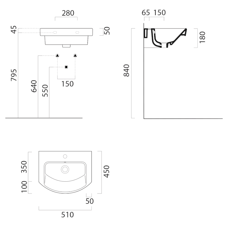 NORM keramické umyvadlo 51x45cm, oblé, bez otvoru, bílá ExtraGlaze 8646011