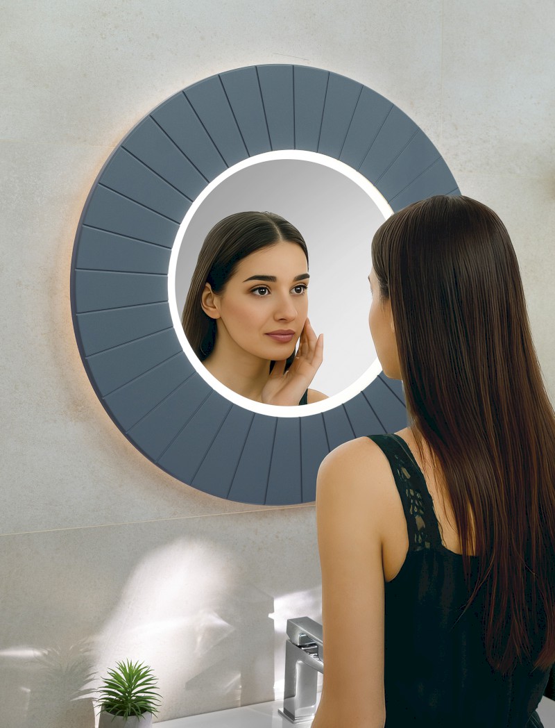 LUMIRO STRIP kulaté zrcadlo s LED osvětlením v rámu ø 90cm, siena LR950-4242S