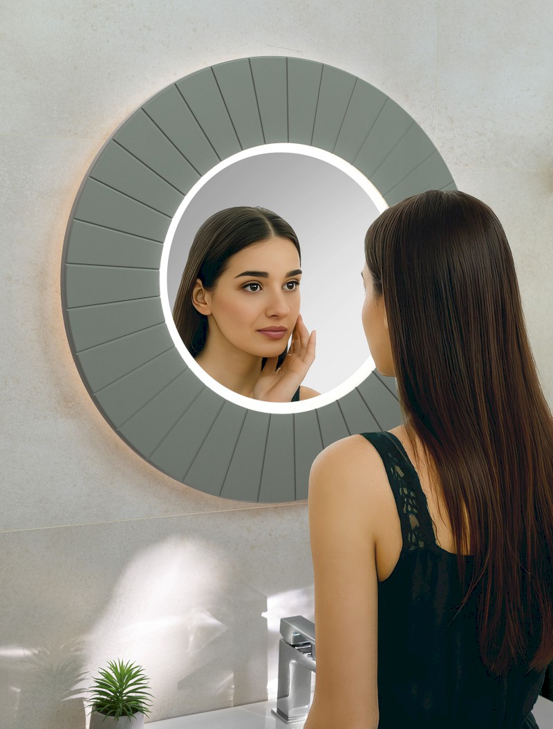 LUMIRO STRIP kulaté zrcadlo s LED osvětlením v rámu ø 90cm, verde LR950-4444S