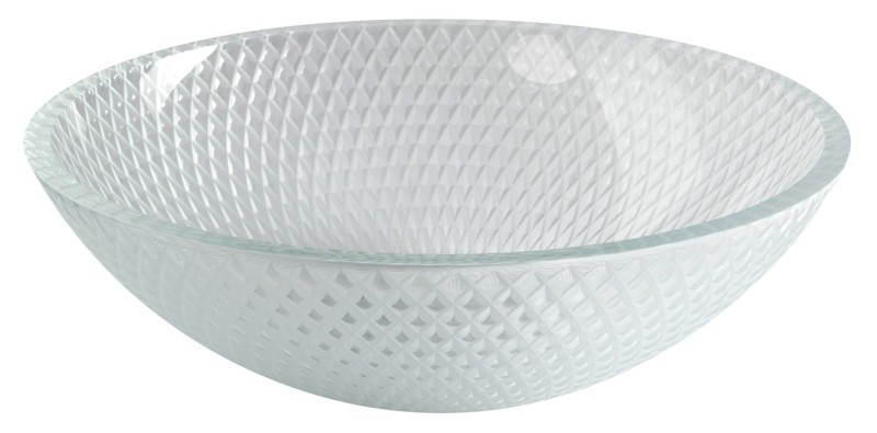 PUKETA skleněné gravírované umyvadlo na desku Ø 42cm, čirá TY165