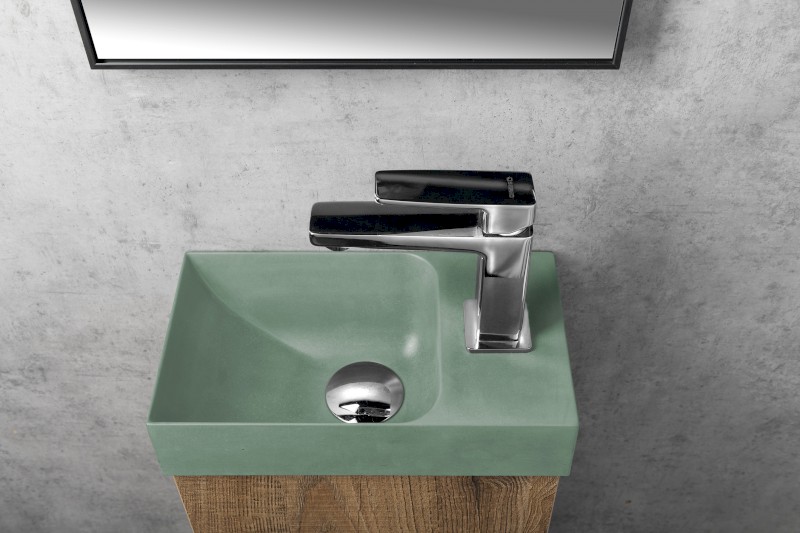 PICCOLINO betonové umývátko 30,8x17cm, baterie vpravo, zelená mat PK30523