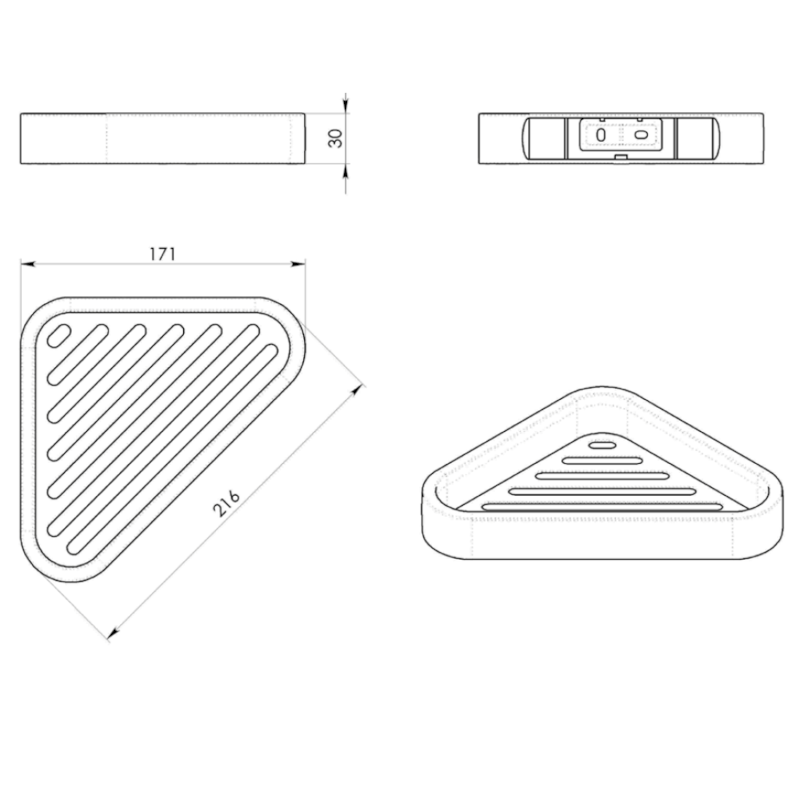 SMART rohová police do sprchy, 170x30x170mm, černá mat 328314