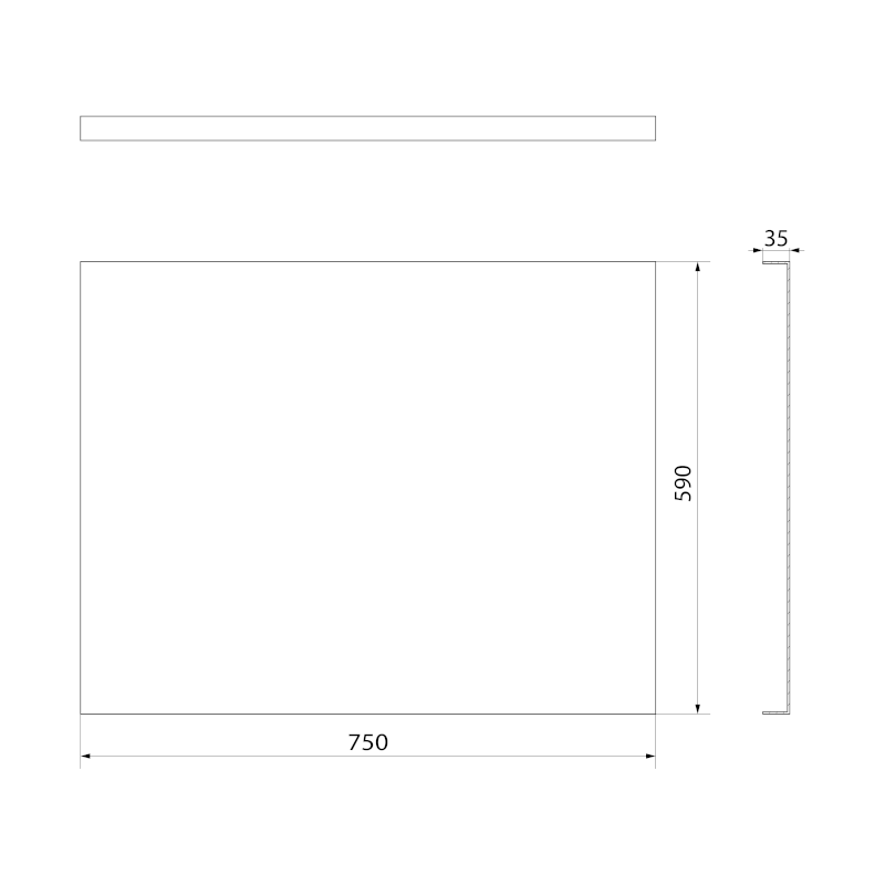 PLAIN panel boční 75x59cm, černá mat 72687.21