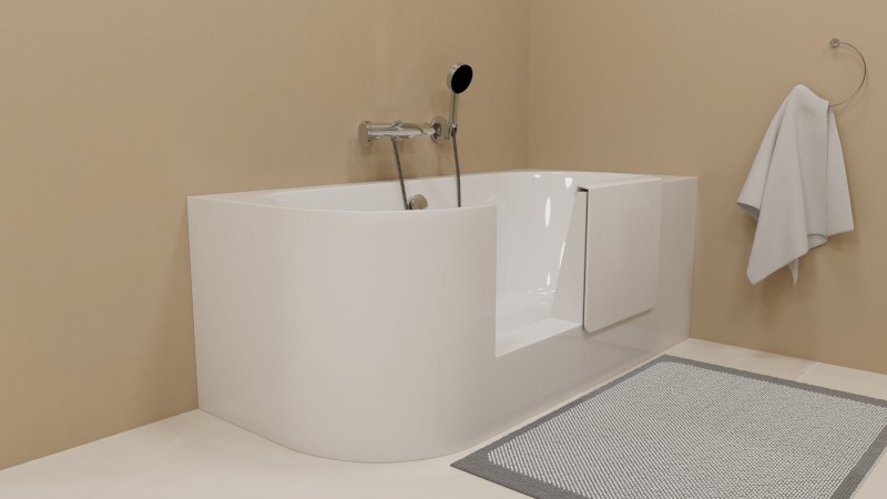 PORTAS R asymetrická vana s dvířky, 160x75x60cm, bílá 75591