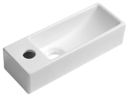 AQUA MINI keramické umývátko 38x14cm, otvor pro baterii vlevo, bílá AR446