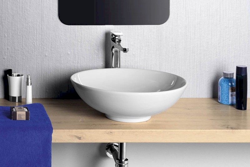 DIMP keramické umyvadlo na desku, Ø 46cm, bílá WH060