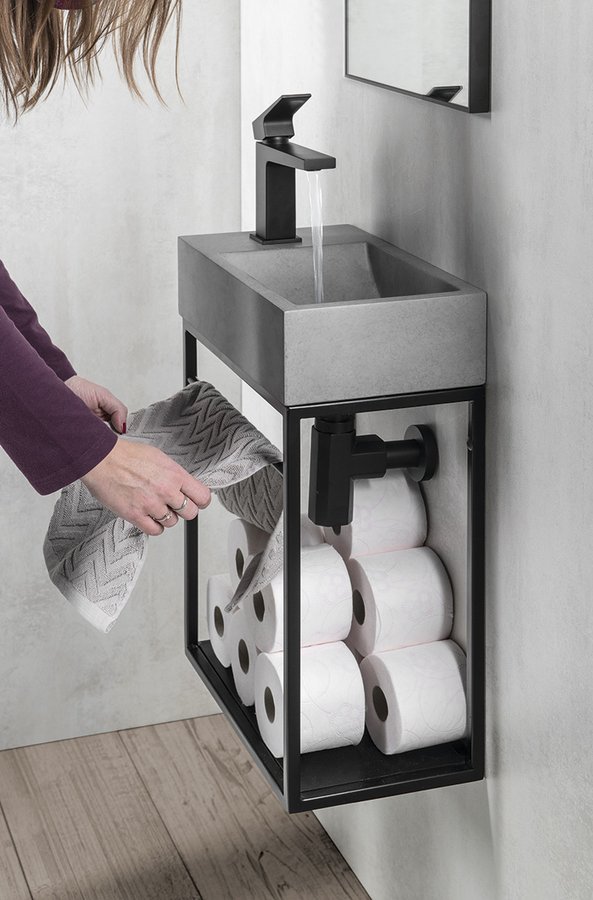 CREST konzole s policí, 39,5x45x21,7cm, černá mat AR402