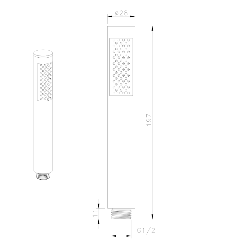 Ruční sprcha, 185mm, černá mat DO215