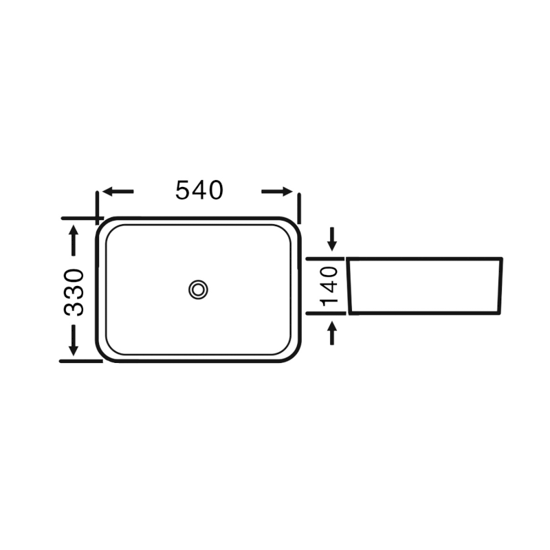 Keramické umyvadlo na desku, 54x33cm, bílá 54331