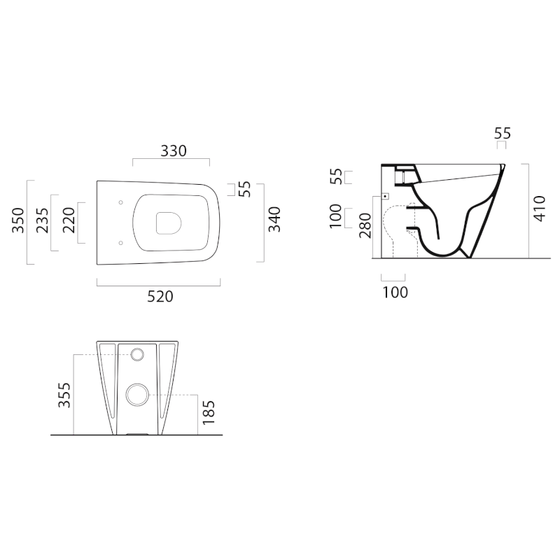 NUBES WC mísa stojící, Swirlflush, 35x52cm, spodní/zadní odpad, bílá dual-mat 961009