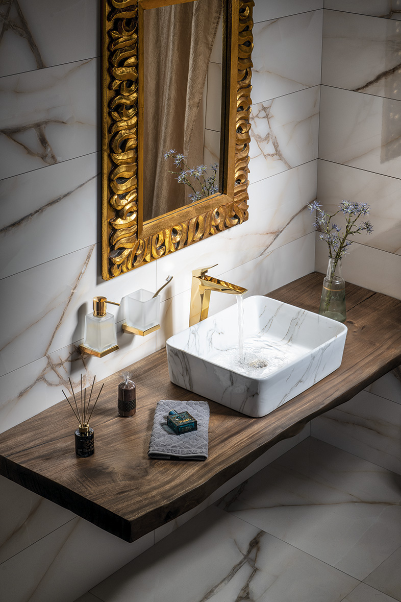 DALMA keramické umyvadlo na desku, 48x38 cm, carrara MM517