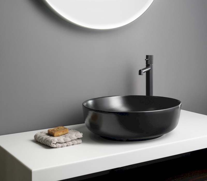 RONDEA keramické umyvadlo na desku Ø 41cm, černá mat AR445B