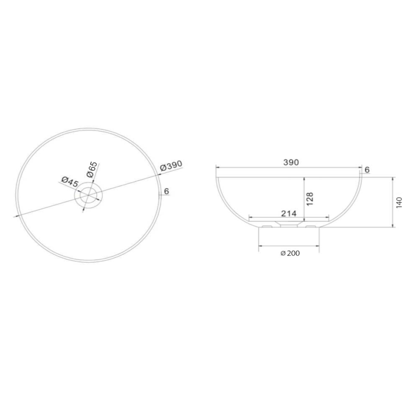 FORMIGO betonové umyvadlo na desku, Ø 39cm, měď mat FG320