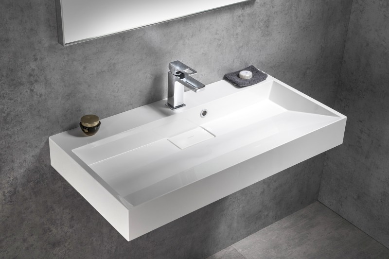 AMUR umyvadlo, litý mramor, 90x46cm, kryt výpusti, bílá 55032