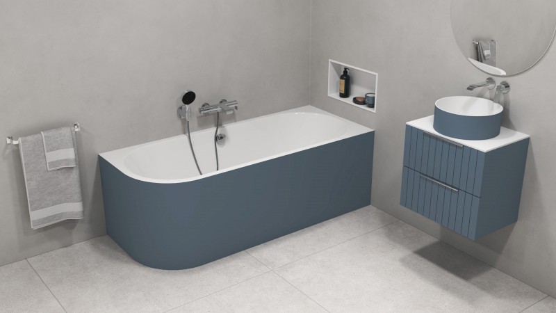 VIVA R MONOLITH asymetrická vana 170x75x60cm, bílá/siena 78119M.42