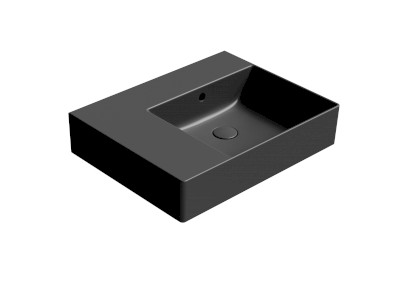 KUBE X keramické umyvadlo 60x47cm, s odkládací plochou vlevo, bez otvoru, černá mat 9439026