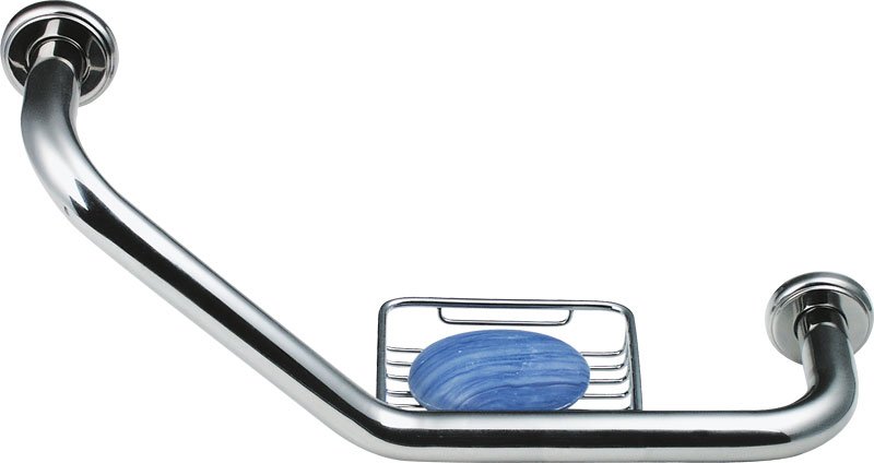 Madlo zahnuté s drátěnou mýdlenkou, 400x250x120mm, nerez lesk XH520