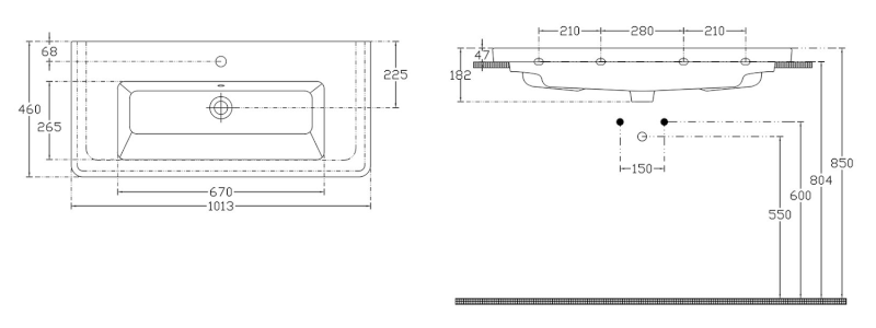CITY keramické umyvadlo hranaté 100x45cm, bílá KE100