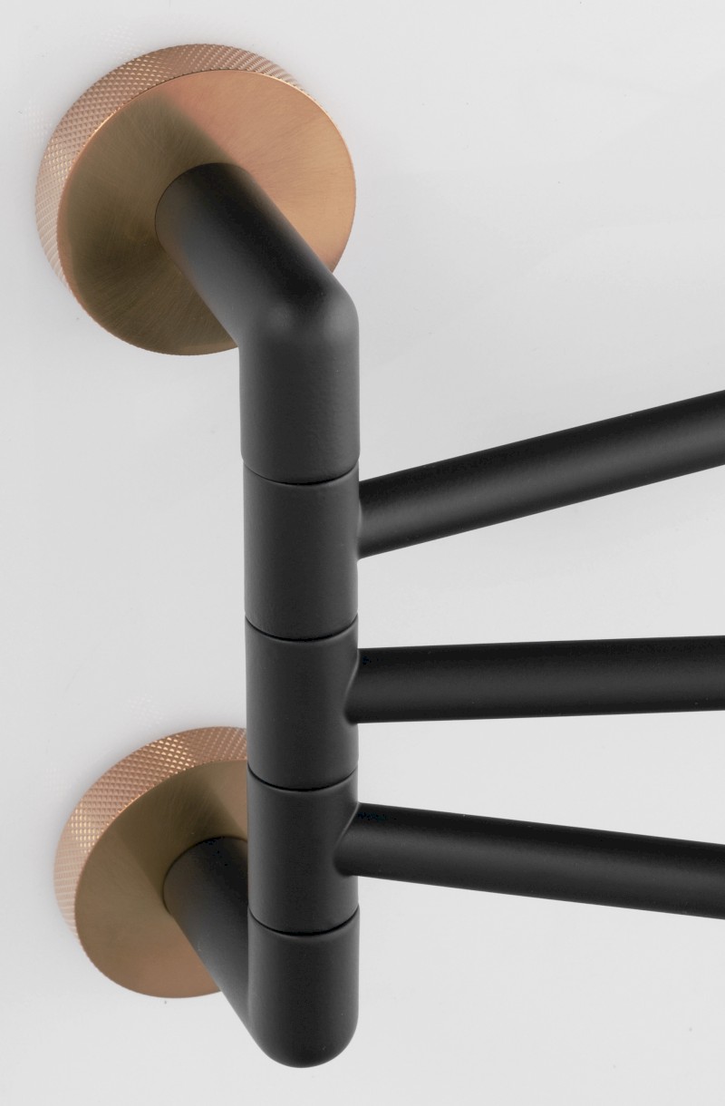 LARISSA trojitý držák ručníků otočný 350mm, černá/měď mat WS022BC