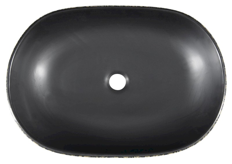 PRIORI keramické umyvadlo na desku, 60x40 cm, černá s modrým vzorem PI026