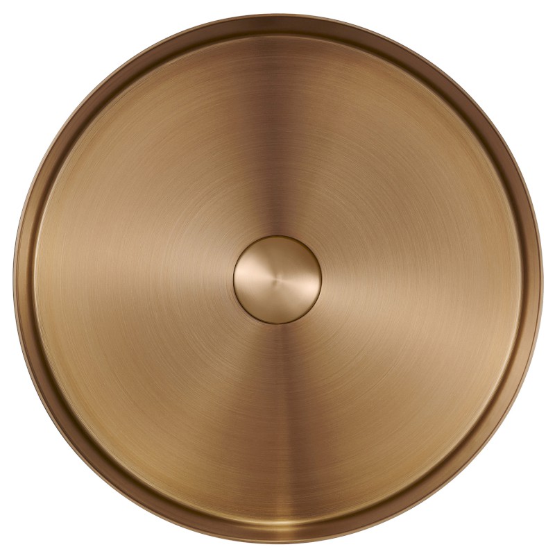 AURUM nerezové umyvadlo na desku, průměr 38cm, včetně výpusti, měď mat AU301