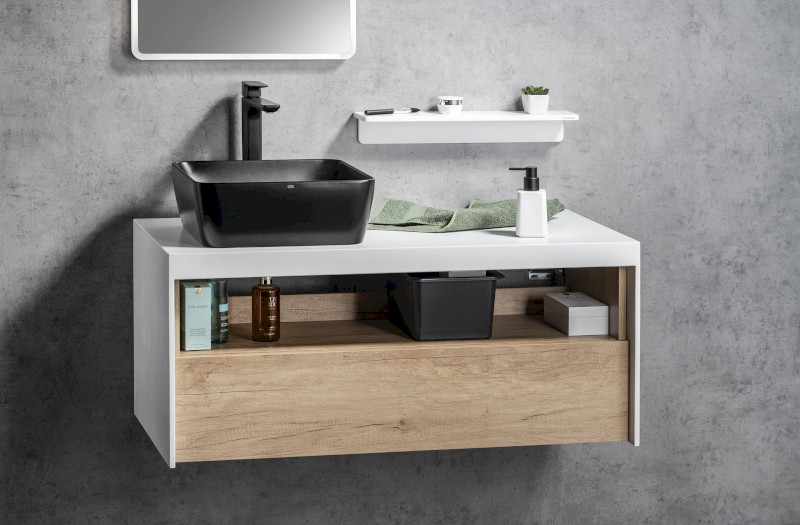 VIERA umyvadlová skříňka 100x44x50cm, bílá mat/dub Alabama VA100-2222