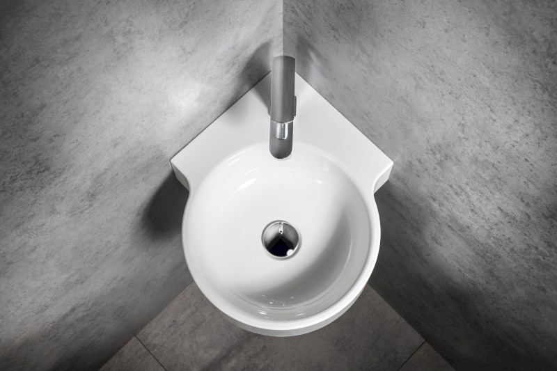 KAORI umyvadlo rohové, litý mramor, 38x38cm, bílá KR038