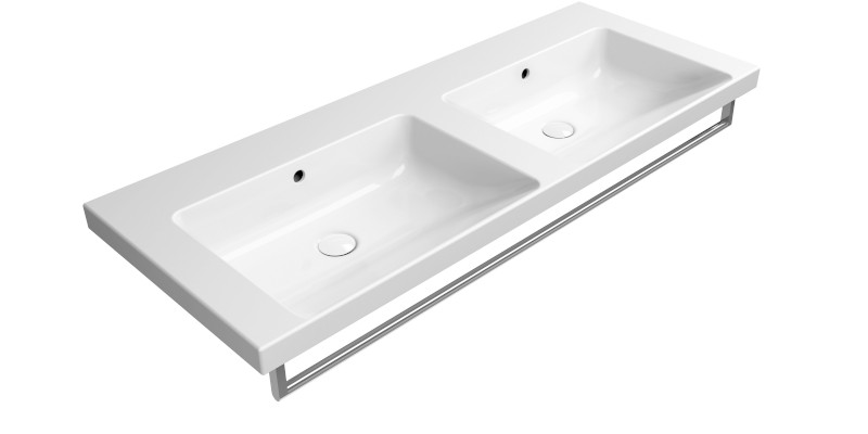 NORM keramické dvojumyvadlo 125x50cm, bez otvoru, bílá ExtraGlaze 8627011