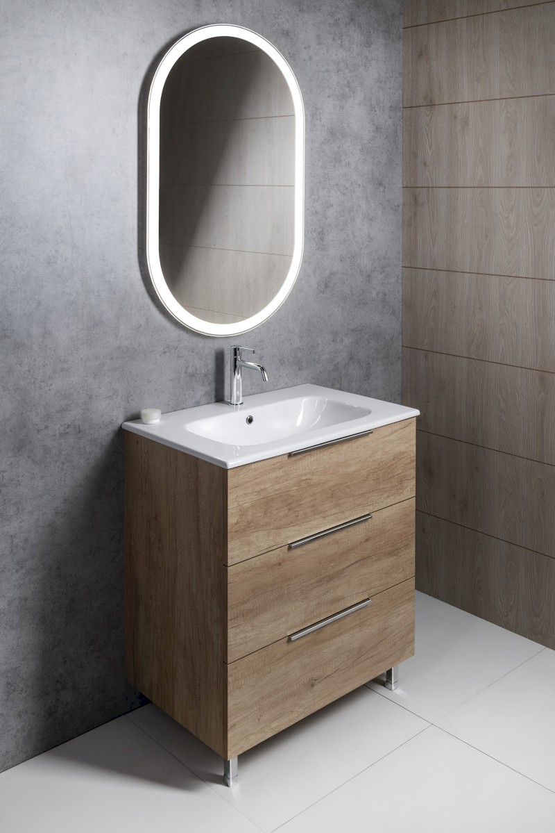 CIRASA umyvadlová skříňka 59,2x75x46cm, 3x zásuvka, bílá lesk CR631-3030