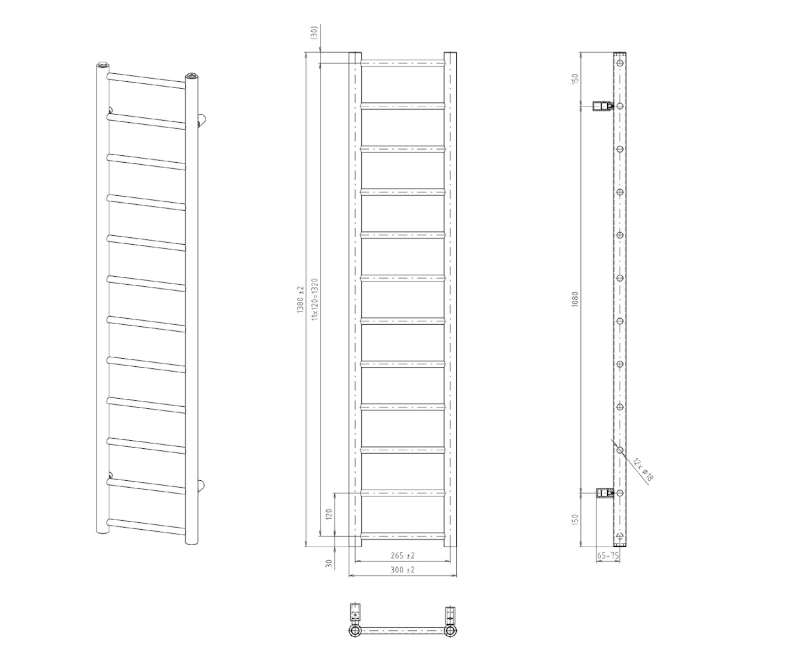 DINA otopné těleso 300x1380 mm, bílá IR363W